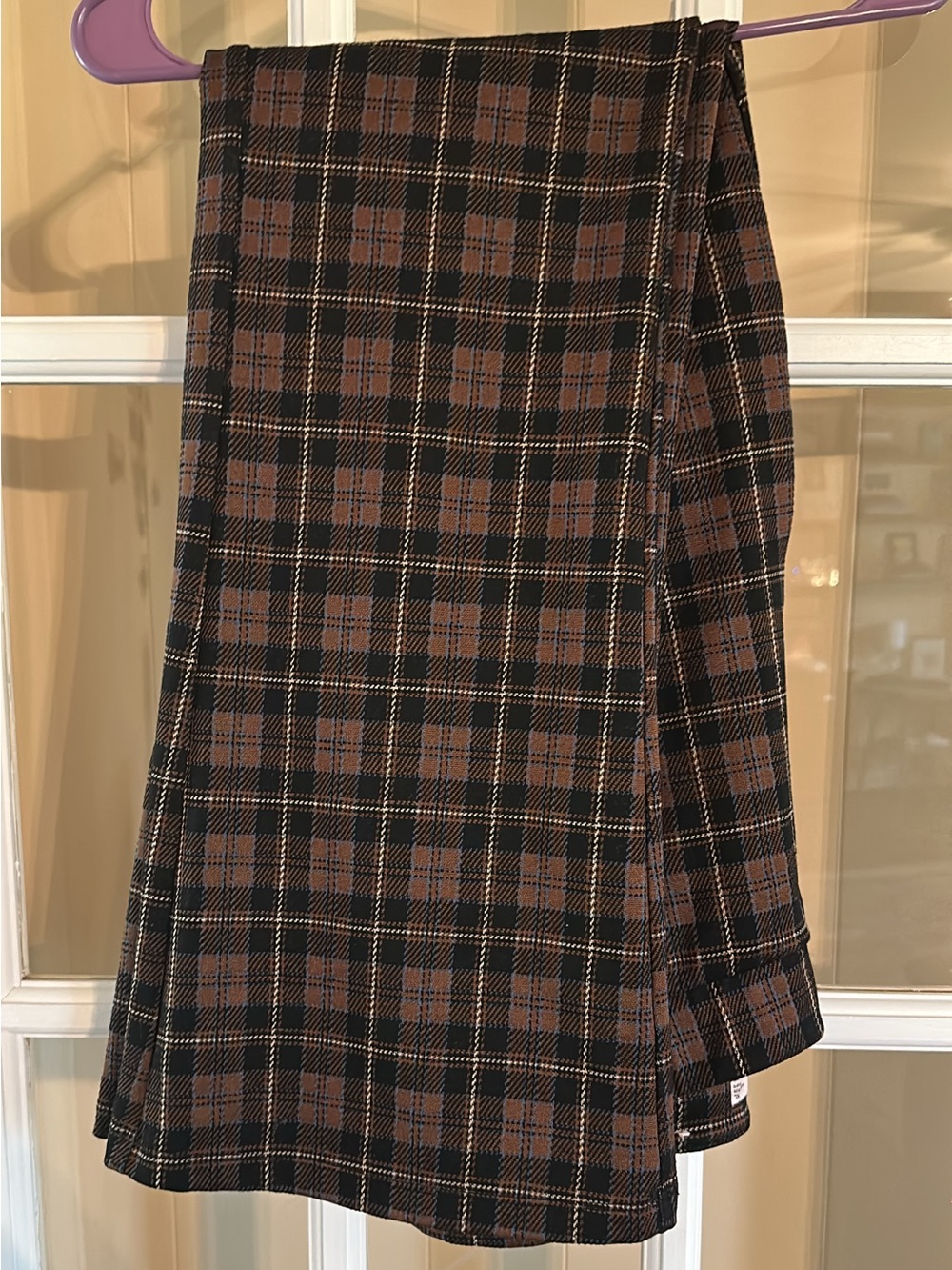 SO Brown and Black Plaid A-Line flare pants